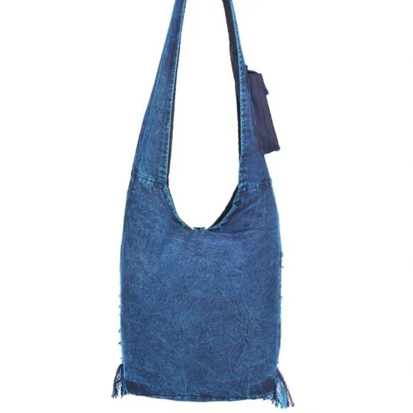 Mushroom Embroidered Hippie Boho Crossbody Cotton Hobo Bag - Picture 4 of 7